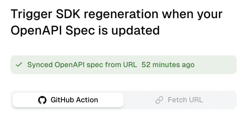 OpenAPI 仕様が更新されると SDK を自動で再生成する Stainless の画面
